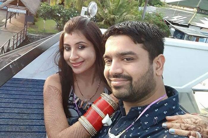 A couple taking selfie on a vacation