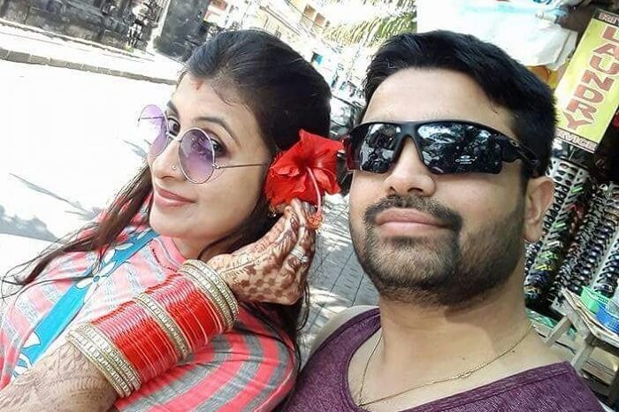 Couple taking selfie while traveling