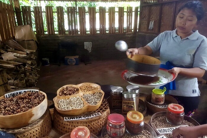 woman making coffee at a farm