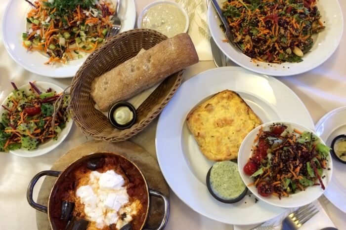 Vegan delicacies served at an organic restaurant in Tel Aviv