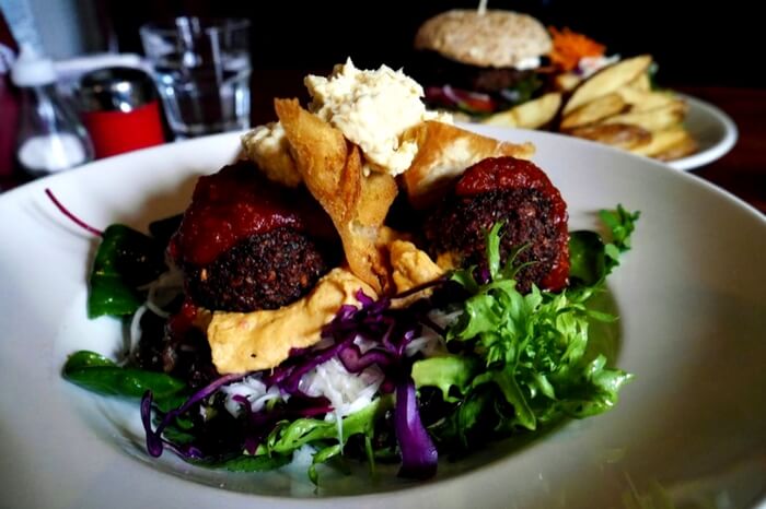A platter of Falafel served in a platter in a restaurant in Glasgow