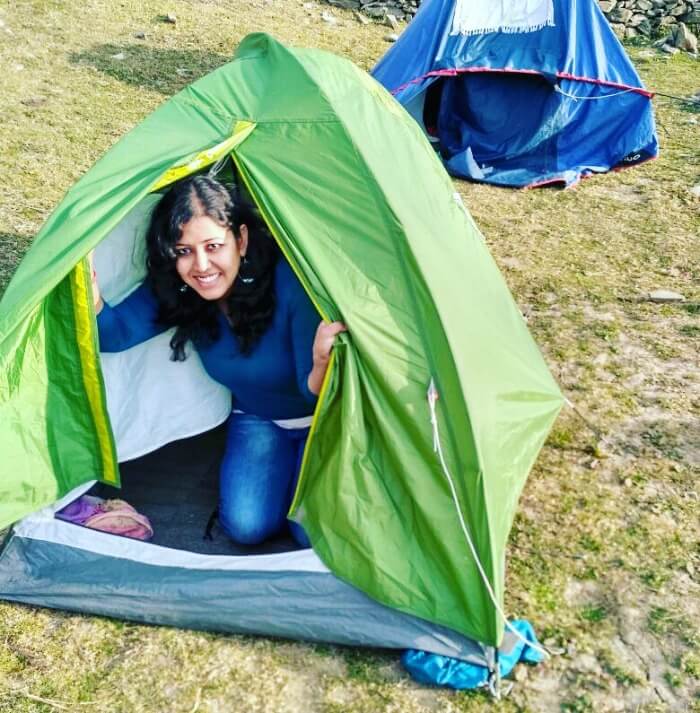 Peeking out of my tent in the morning