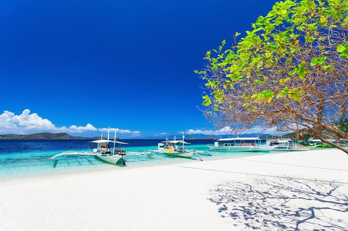 View of the White Beach in Philippines that is a picture-perfect white sand beach