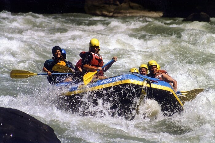 The white water rafting in the Sunkoshi river of Nepal