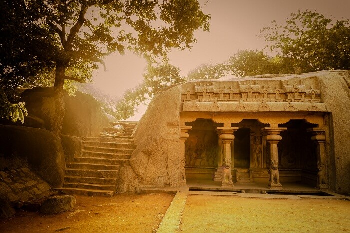 A beautiful snap of the sun-kissed Varaha Caves in Tamil Nadu