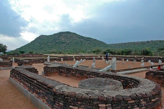 An excavated site of Nagarjunakonda in Andhra Pradesh