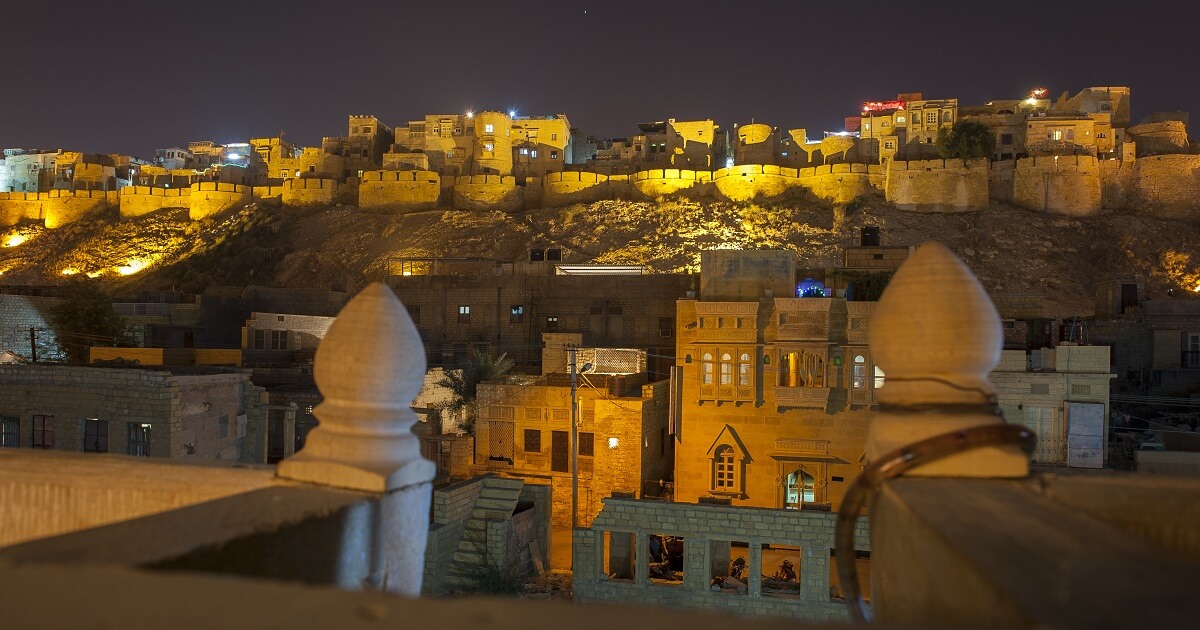 Jaisalmer Fort stands on a ridge of yellowish sandstone
