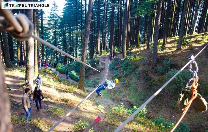 People trying adventure activities in Kanatal