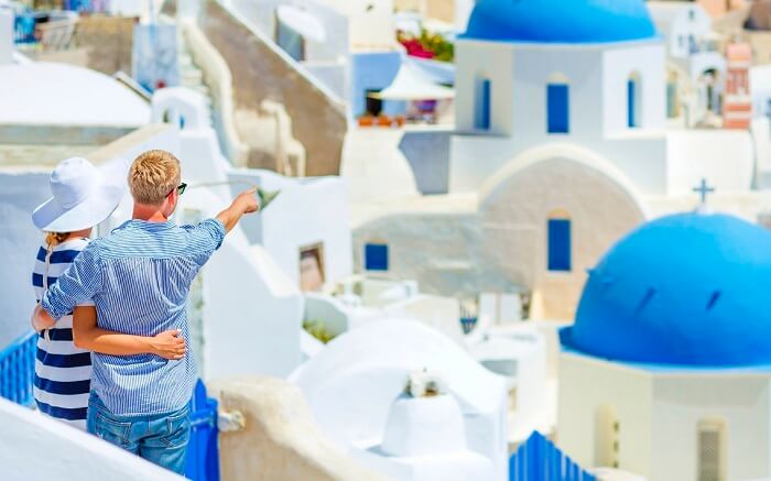 Happy couple on Santorini island