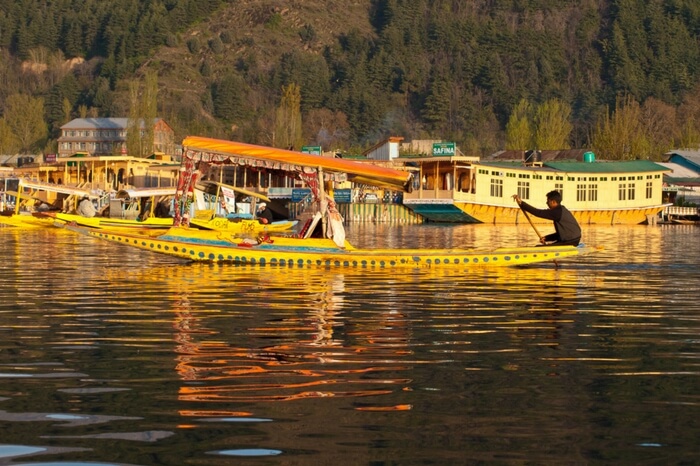 A boat in the Dal Lake in Kashmir