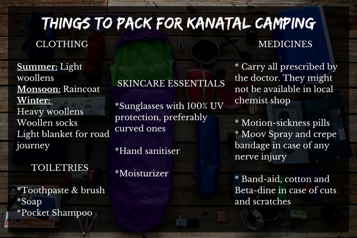 A list of things to pack for camping in Kanatal
