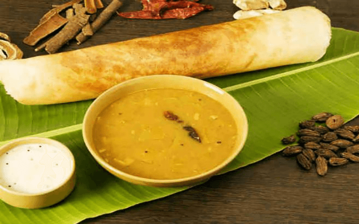 Dosa served in Balaji Dosai in Sri Lanka