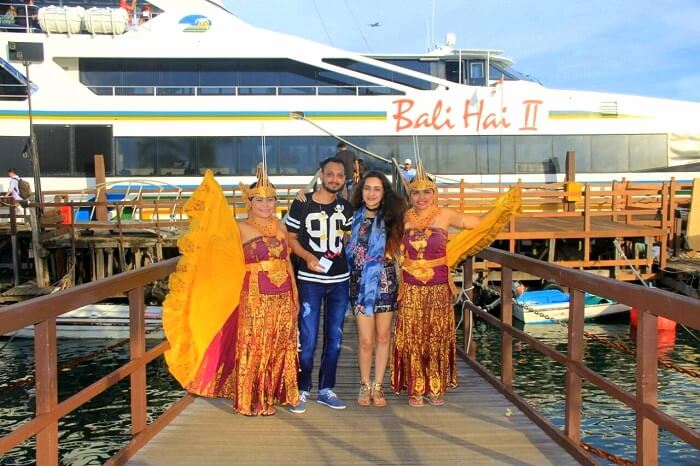 Sanchit at the dock to board the bali hai sunset cruise