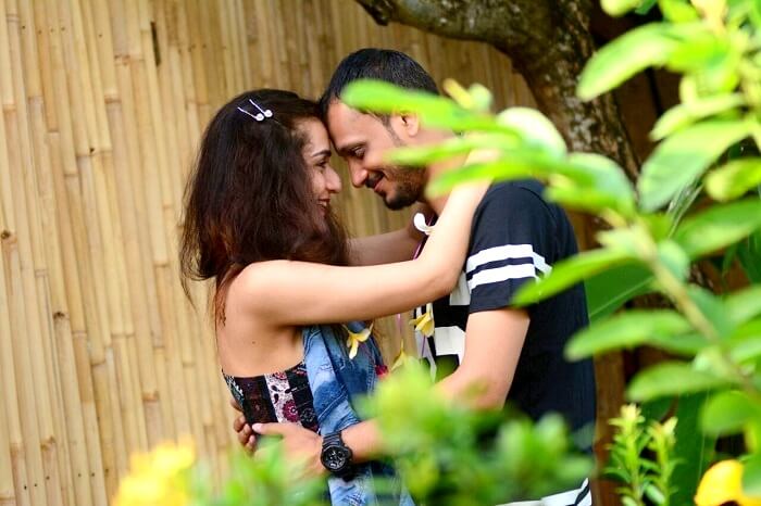Sanchit and his wife pose for a photo in Bali