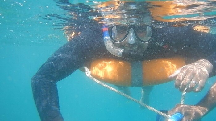 Mayank doing snorkeling in andaman