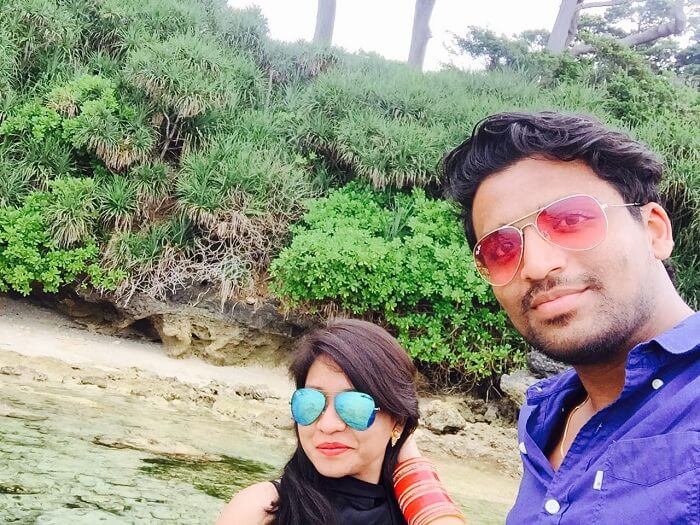 Mayank and his wife on their final day in Andaman