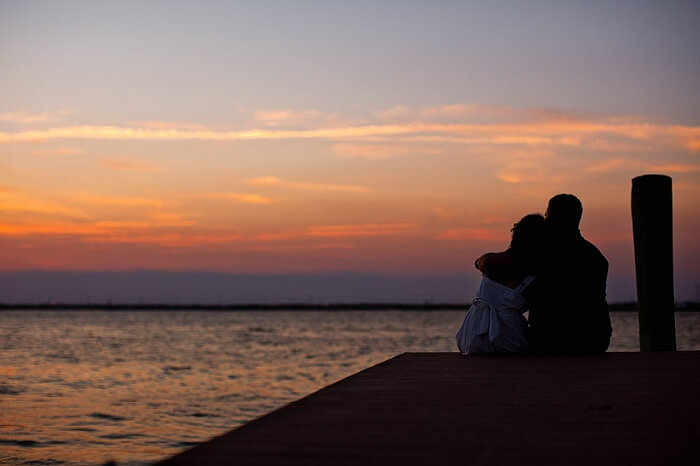 Romantic sunset at St. Kilda Beach Melbourne