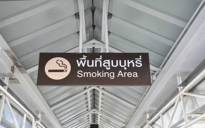 Board with no smoking sign in Thailand