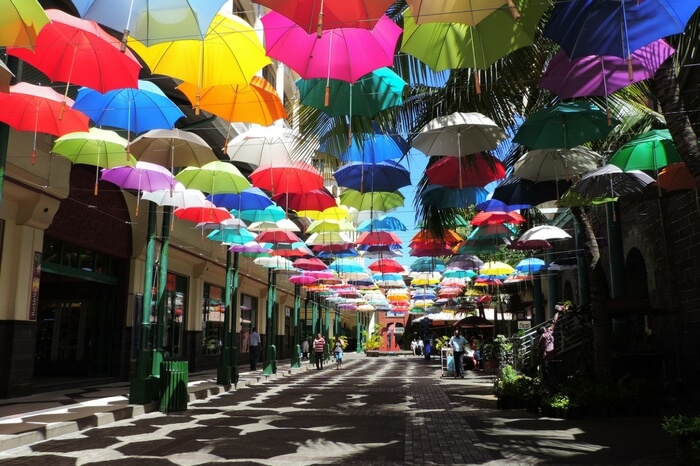 View of Caudan Waterfront in capital city of Mauritius