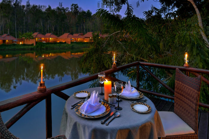 candlelit dinner near lake