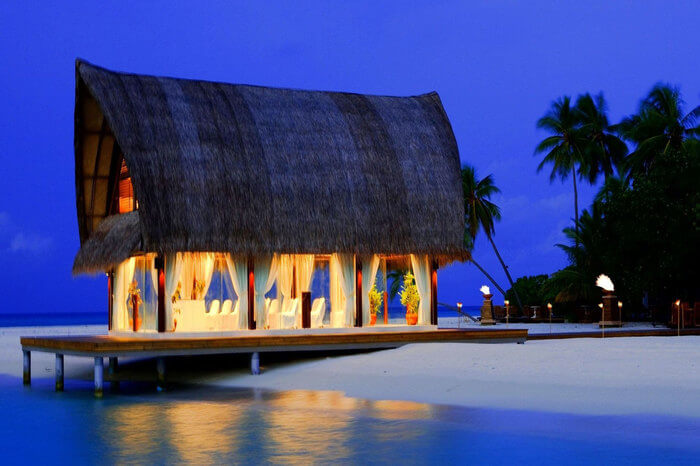 a romantic dinner in a shack on beach of goa
