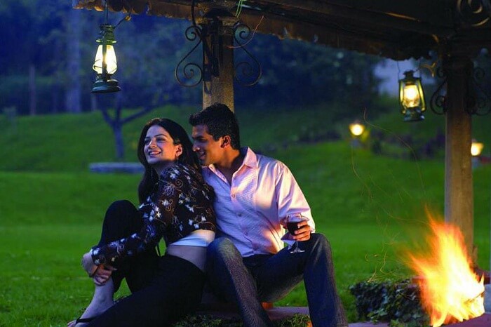 A couple in one of the hill stations in India in September for honeymoon