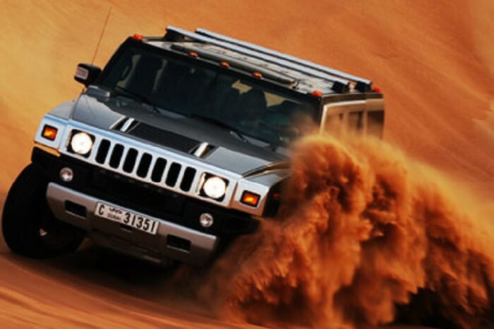 Dune bashing during desert safari in Dubai