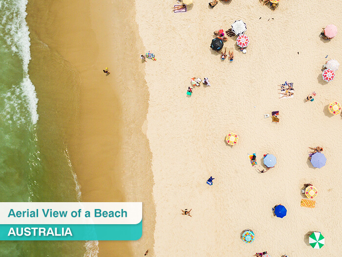 Ariel view of a beach in Australia
