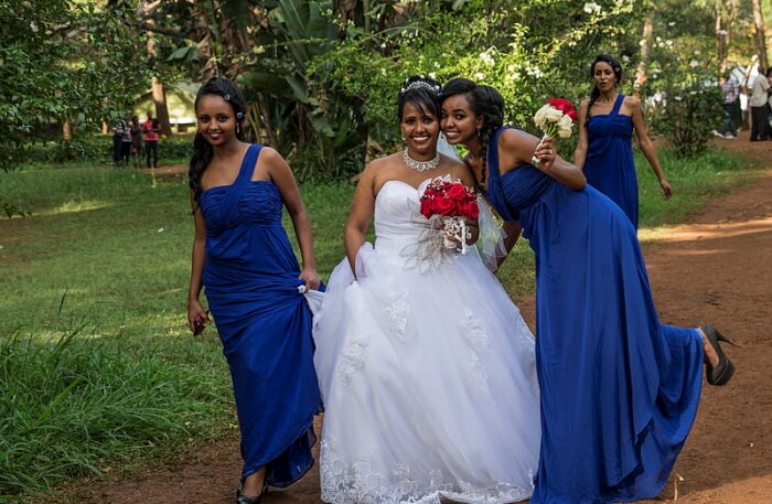 Girls in wedding dress