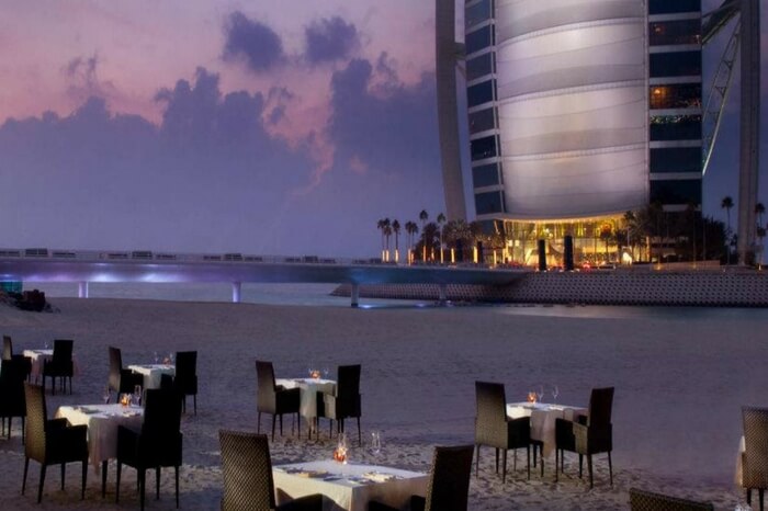 Dining laid out at Villa Beach in Dubai