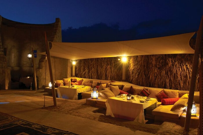 Luxury dinner setup in Arabian desert in Dubai