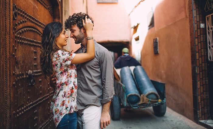 young couple in love at Marrakech