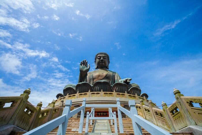 Big Buddha statue in Lantau Island in Hong Kong