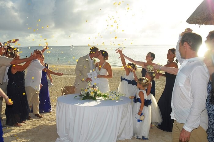 A wedding ceremony at Trou Aux Biches Beachcomber in Mauritius
