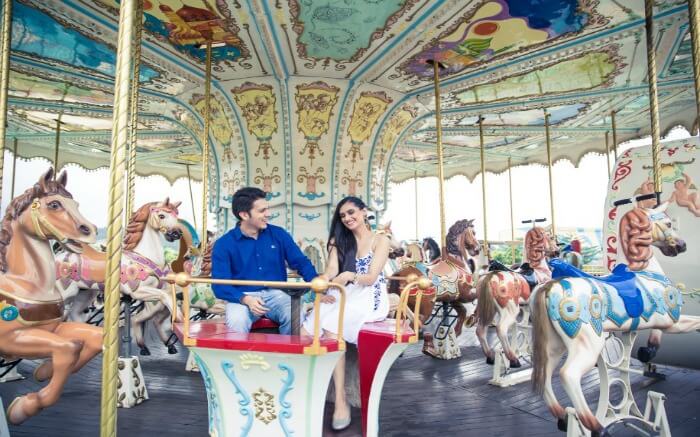 Shot of a couple in Imagica Theme Park