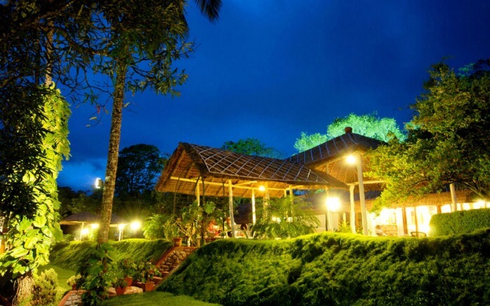 Hotel Carmelia Haven garden at night