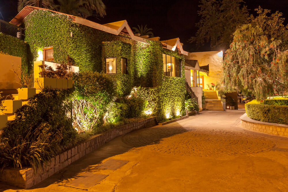 creepers on the walls and buildings of Hotel Hilltone