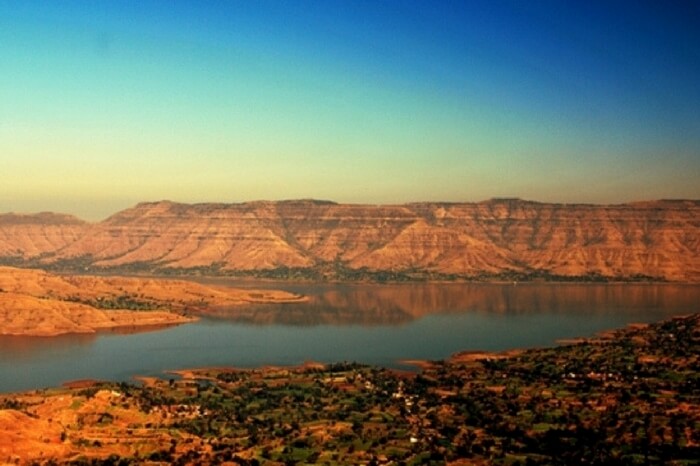 Riverside view of Panchgani in Satara during monsoon