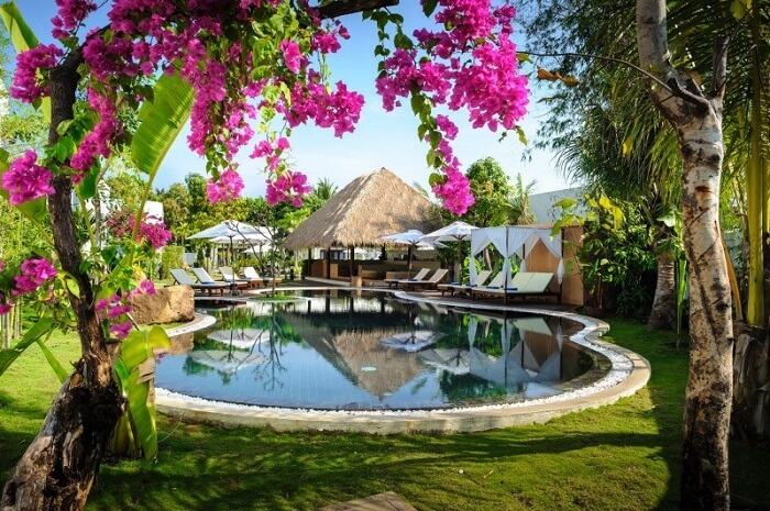 A beautiful shot of the swimming pool at the Navutu Dreams Resort and Spa in Siem Reap