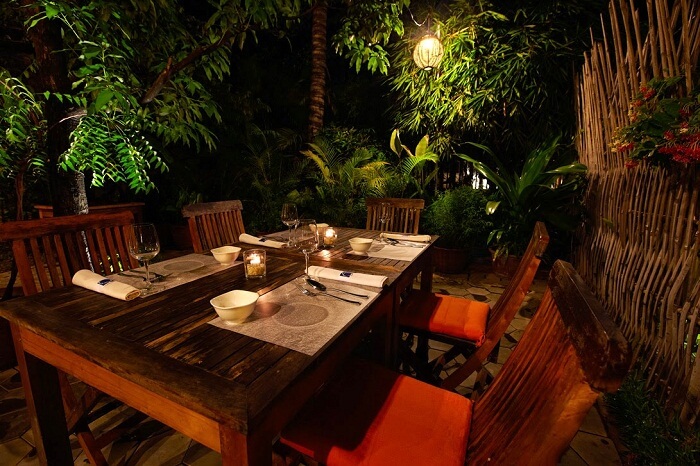 The dining facility at Cuisine Wat Damnak in Siem Reap