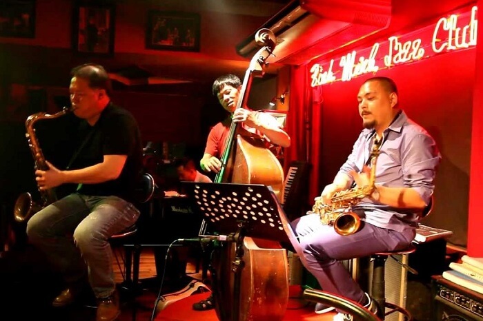 Artists performing at the Binh Minh Jazz Club in Hanoi