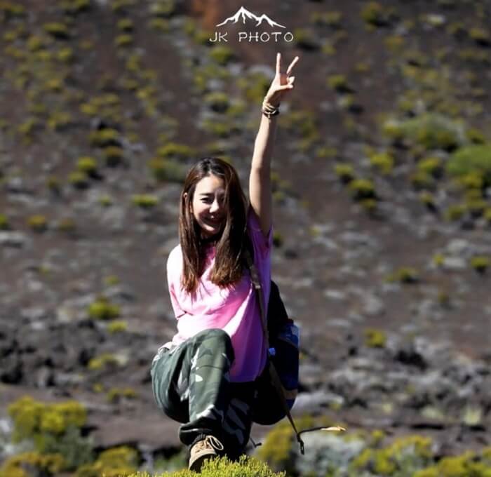 happy traveler in Reunion Island, France