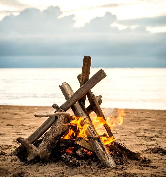 bonfire at the beach in Bahamas
