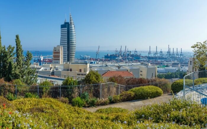 A picturesque Haifa city by the Mediterranean in Israel