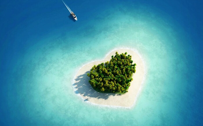 Aerial view of Tavarua Island- One of the most beautiful heart-shaped islands in the world