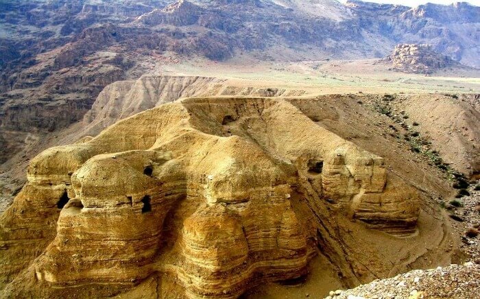 Ancient caves overlooking the Dead Sea in Israel