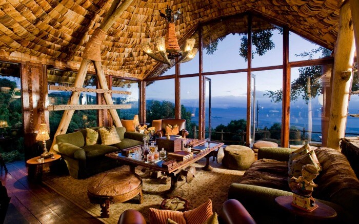 Beautiful interiors of Andbeyond Ngorongoro Crater Lodge in Tanzania