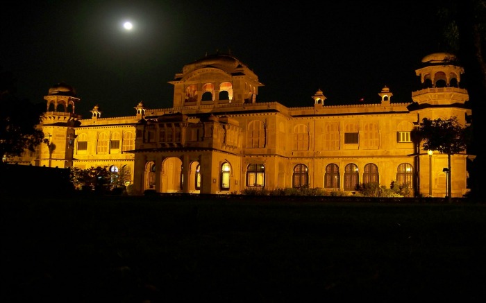 Lalgarh Palace at night in Bikaner