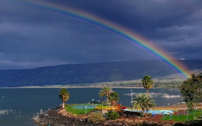 Rainbow spotted in near the Galilee Lake in Israel
