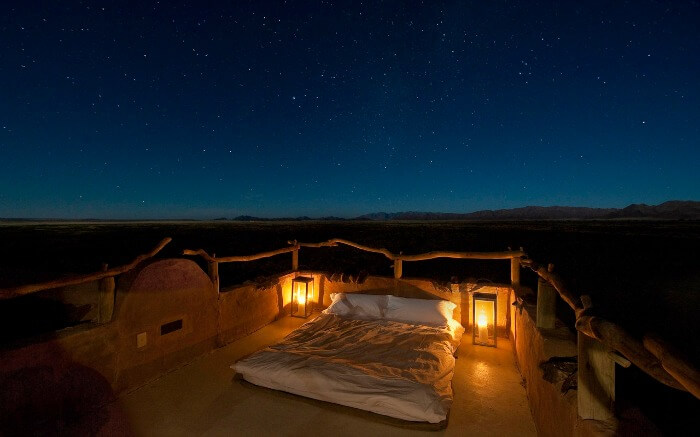 Stargazing setup in a safari honeymoon resort in Africa